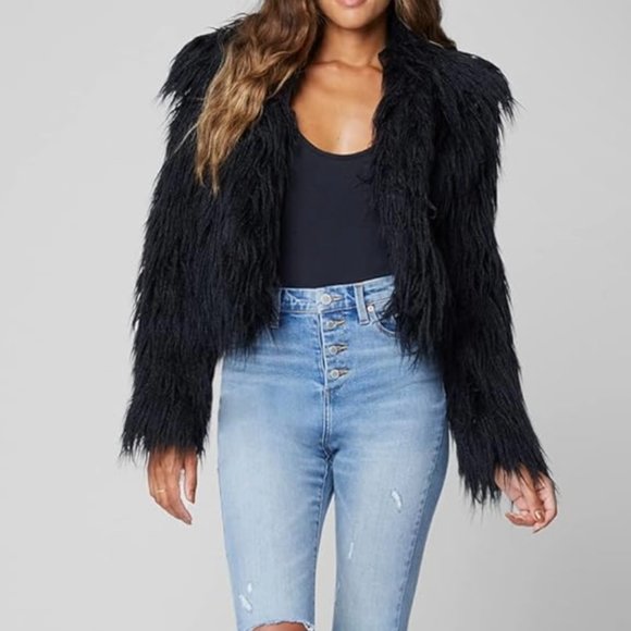 Blank NYC Jackets & Blazers - NWT Blank NYC Faux Fur Cropped Jacket - Black - Size Small